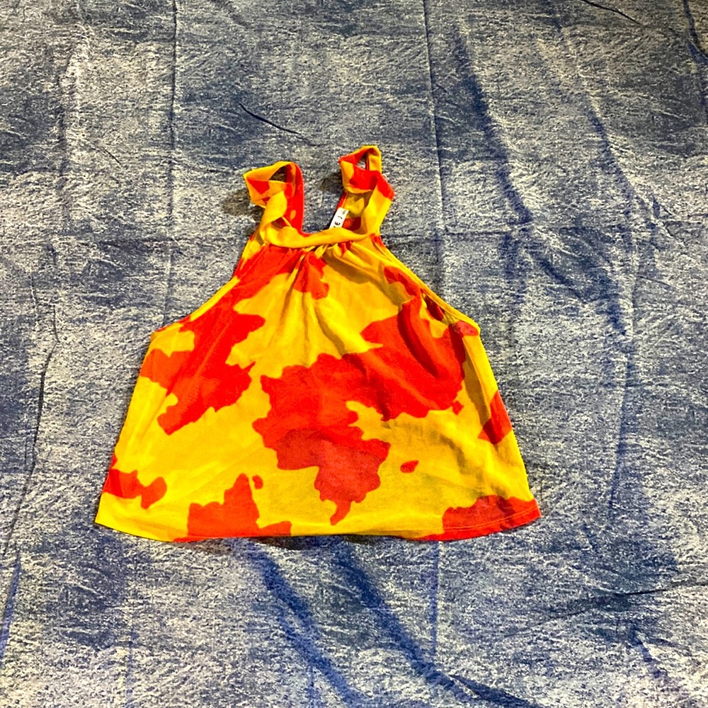 Red and yellow tie top shirt